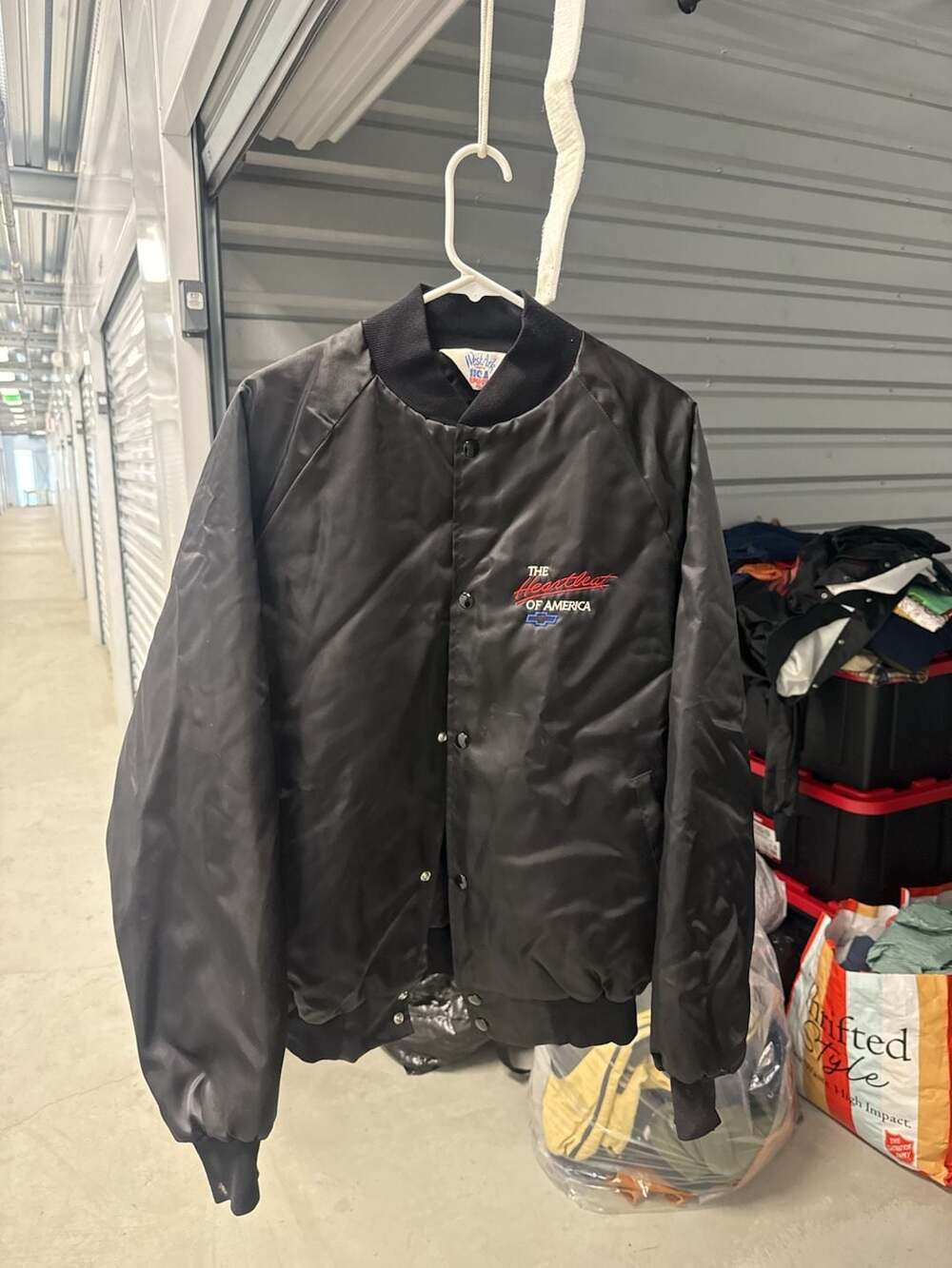 Vintage West Ark Chevrolet The Heartbeat Of America Satin Bomber Jacket XL
